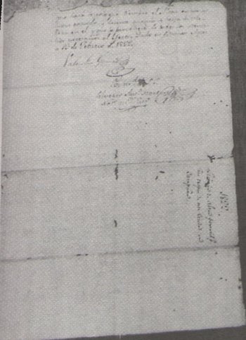 III - Licencia otorgada por el Seor Provisor y Vicario Capitular D. D. Jos Valentn Gmez, escrita en una hoja con dos sellos en seco en la parte superior y con letras de agua ODERICO, dirigida al Seor Cura Vicario de la Ciudad de Santa Fe D. D. Jos de Amenbar en 1822.