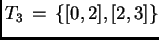 $ T_3 \, = \, \{ [0,2], [2,3]\}$