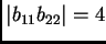 $ \vert b_{11} b_{22}\vert =4$