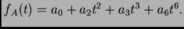 $ f_A(t) = a_0 + a_2 t^2 + a_3 t^3 + a_6 t^6.$