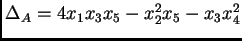 $ \Delta_A = 4 x_1 x_3 x_5 - x_2^2 x_5 - x_3 x_4^2$