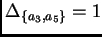 $ \Delta_{\{a_3, a_5\}} = 1$