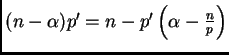 $ (n-\alpha)p'=n-p'\left(\alpha-\frac{n}{p}\right)$