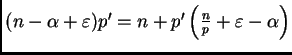 $ (n-\alpha+\varepsilon )p'=n+p'\left(\frac{n}{p}+\varepsilon -\alpha\right)$