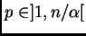 $ p\in]1,n/\alpha[$