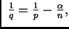 $ \; \frac 1{q}=\frac
1{p}-\frac{\alpha}{n},$