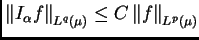 $\displaystyle \left\Vert I_{\alpha}f\right\Vert _{L^q(\mu)}\leq C\left\Vert f\right\Vert _{L^p(\mu)}$