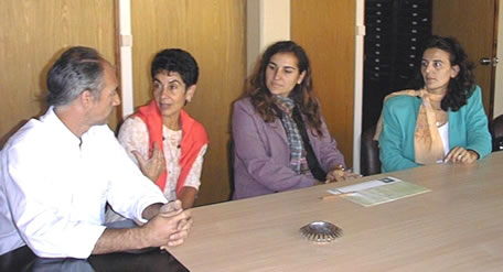Lic. Lautaro Massa, Prof. Graciela Mir y Soledad Pereyra y Lic. Julieta Di Filippo, en momentos previos a la firma del Convenio Fhyd-Ceride (Foto: Gentileza C. Dagatti).