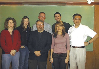 Dres. John Warner y Diana Estenoz (Centro), acompañados del Dr. Gregorio Meira, Dra. Amy Cannon, Laura Ingalls, Dr. Roger Boggs Y Justin Whitfield, durante la visita del grupo estadounidense a Santa Fe, en octubre de 2006